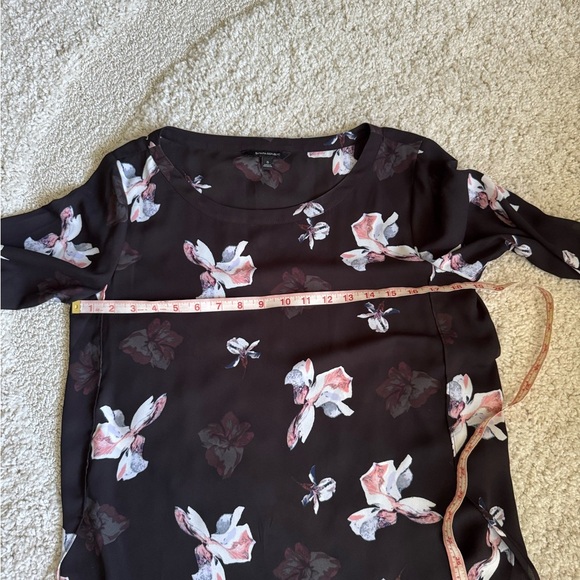 Banana Republic Floral Black White Pink Women's Sheer Top Size Small - Picture 7 of 9